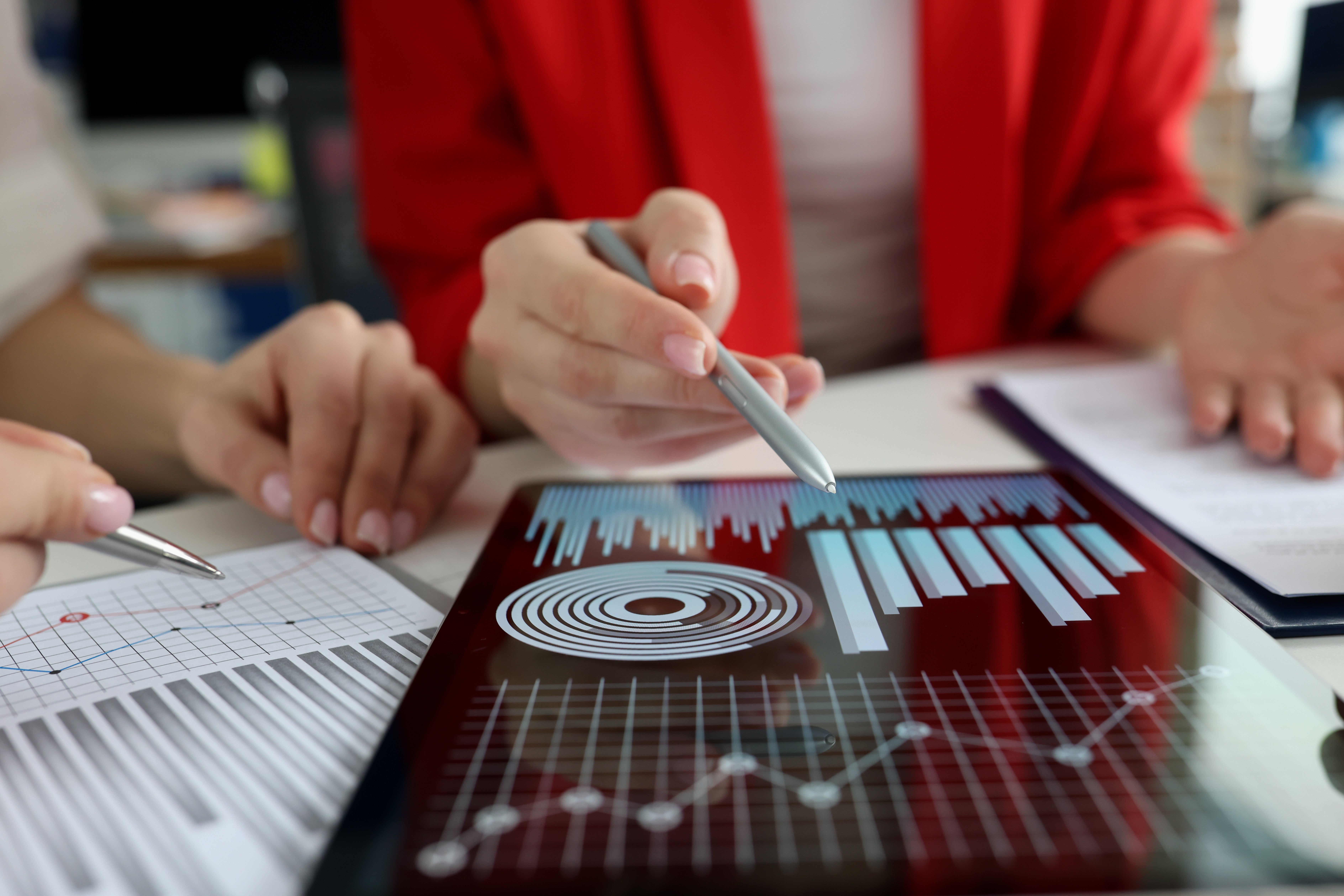 Women reviewing data on a tablet